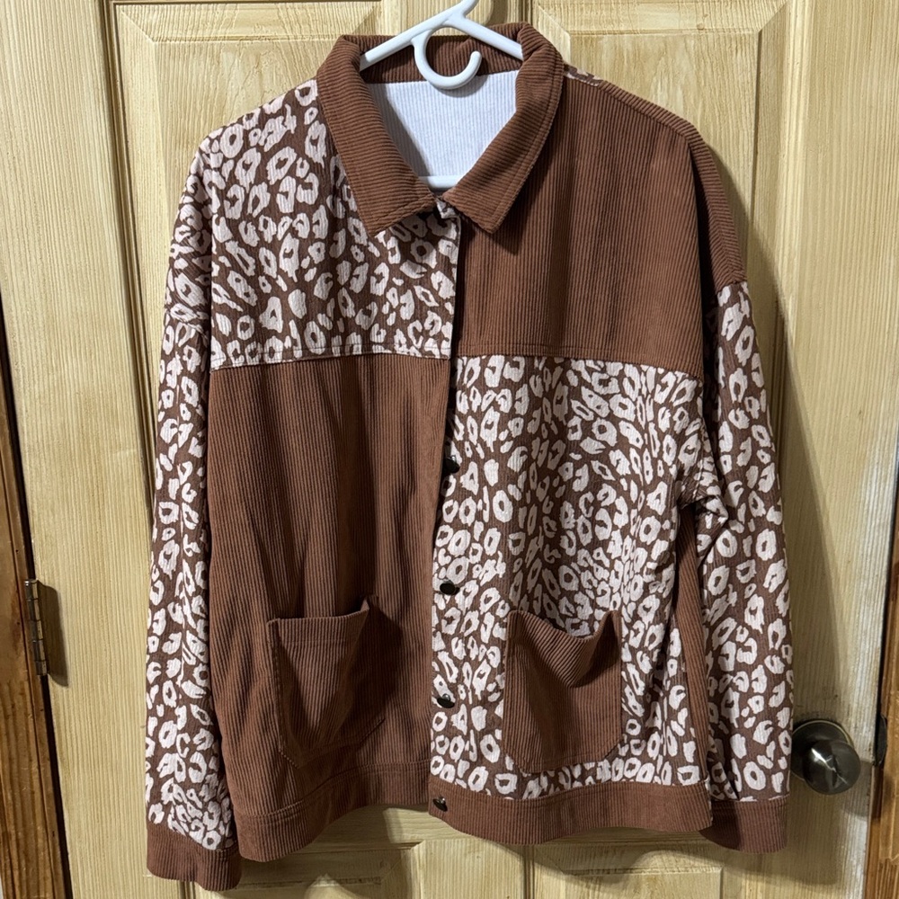 Brown Leopard Print Men's Jacket